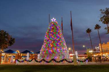 A massive Christmas tree made out of tumbleweeds.