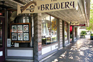 Fredericksburg Brewing Company's quaint exterior in downtown fredericksburg, texas, in texas hill country