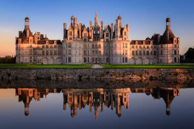 Sunset at Chambord Castle in France. 