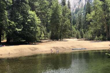 rafting along the merced river in Yosemite, CA