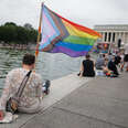 People gathered for WorldPride at the Lincoln Memorial 