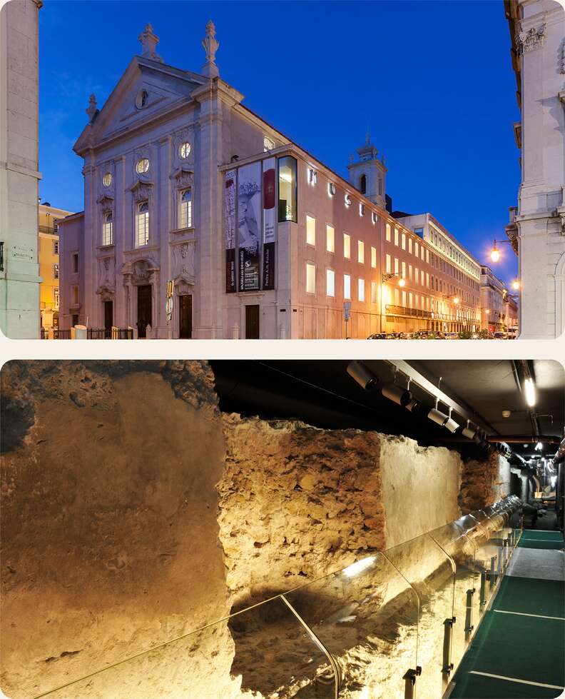 Museu do Dinheiro and original remnant of Lisbon's medieval wall